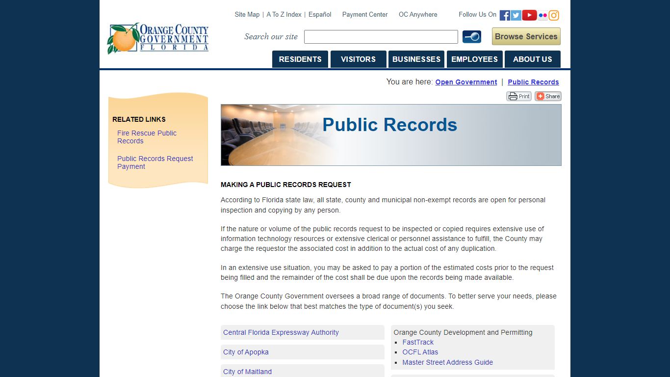 Public Records - Orange County Florida